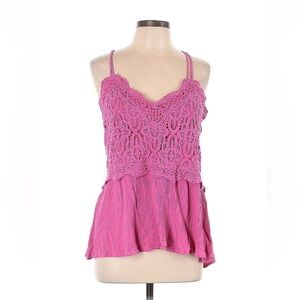 Maurice’s Pink Crochet Sweetheart Smocked Back Summer Top XXL 100% Cotton